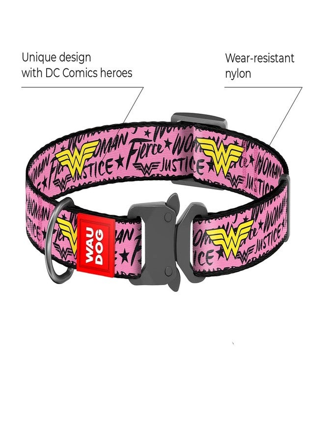 WAUDOG Adjustable Dog Collars - Superman Printed Collars for Dogs & Puppies - Soft Durable & Strong Dog Collars - Nylon Dog Collars for Pets - Pink,Black (23-35 cm) - Image 3